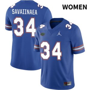 Women's Florida Gators #34 Andrew Savaiinaea NCAA Jordan Brand Royal NIL 2022 Authentic Stitched College Football Jersey BBL5762RD